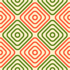 Abstract vivid diamond shape seamless pattern, circle at the centre. For posters, fabric, wrapping, tile.