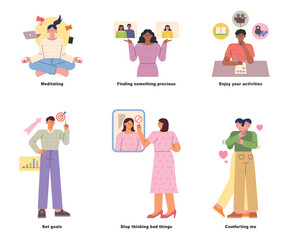 Activities for a healthy mind. people inforgraphic illustration.