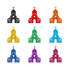 Church building icon isolated on white background. Set icons colorful