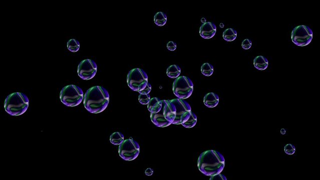 Water bead bubbles. Beautiful optical abstract color bokeh in the darkness background. Bubbles