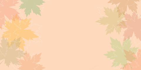 Pastel variegated foliage background. Maple leaves backdrop. Autumn or fall leaves and thanksgiving day concept. copy space for the text. illustration paper cut design style.