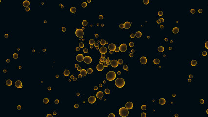 Amber bock bubbles. Beautiful optical abstract color bokeh in the darkness background.