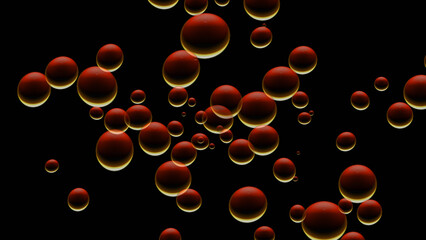 Beautiful optical abstract color bokeh in the darkness background. Amber bock bubbles.