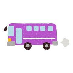 手描きのバス　紫色 - obrazy, fototapety, plakaty