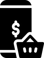 Flat illustration on a theme smartphone, shopping cart