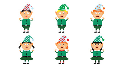 Christmas elves on white background