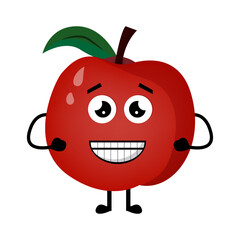 Vector Illustration Cute Red Apple Cartoon