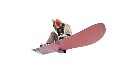 Snowboarder girl isolated on white