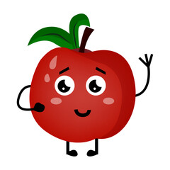 Vector Illustration Cute Red Apple Cartoon