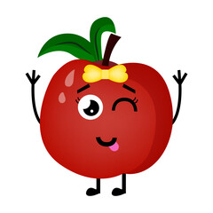 Vector Illustration Cute Red Apple Cartoon