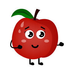 Vector Illustration Cute Red Apple Cartoon