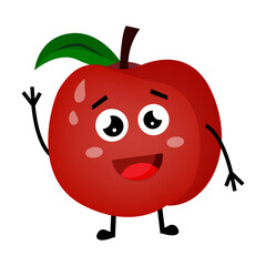 Vector Illustration Cute Red Apple Cartoon