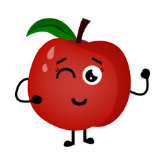 Vector Illustration Cute Red Apple Cartoon