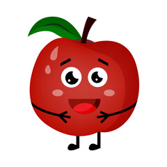 Vector Illustration Cute Red Apple Cartoon