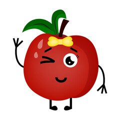 Vector Illustration Cute Red Apple Cartoon