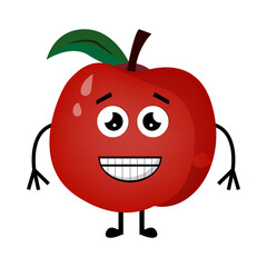 Vector Illustration Cute Red Apple Cartoon