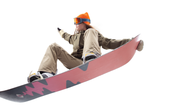 Snowboarder girl isolated on white