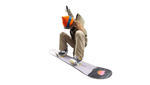 Snowboarder girl isolated on white