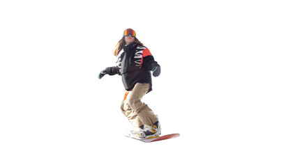 Snowboarder girl isolated on white