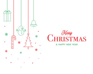 Merry Christmas Happy New Year Flat Colorful Vector