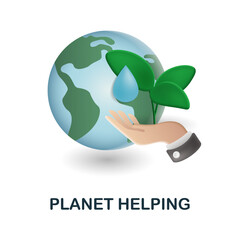 Planet Helping icon. 3d illustration from ecology and energy collection. Creative Planet Helping 3d icon for web design, templates, infographics and more