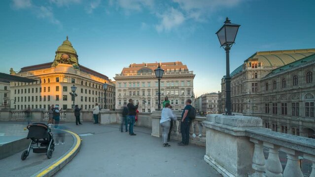 Timelapse of statue of Archduke Albert in front of the Albertina Museum timelapse in Vienna, Austria. wien Historic buildings, in front opera  building