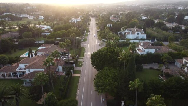 Aerial view Sotogrande wealthy and luxury gated community in Spain