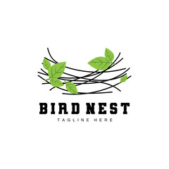 Fototapeta premium Bird's Nest Logo Design, Bird House Vector For Eggs, Bird Tree Logo Illustration