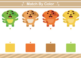 Match by color of animal Educational game for kindergarten Matching game for kids