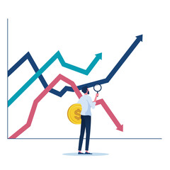 Businessman or  Investor looking for investment opportunity standing on growth graph