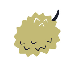 Kiwano, horned melon cucumber. Exotic tropical fruit with spiked skin. Fresh natural food, whole spiky cuke-a-saurus. Modern flat vector illustration isolated on white background