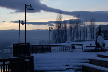 Winter landscapes at a lake