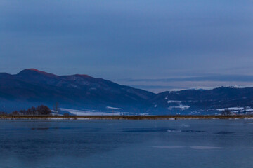 Winter landscapes at a lake