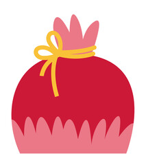 Christmas gift bag in flat style. Festive design element.