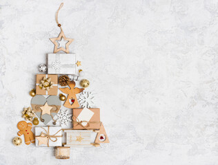 New Year background with composed Christmas tree and free space