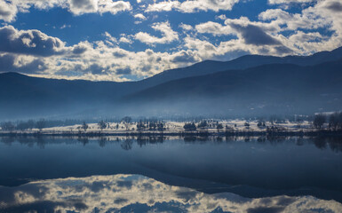 Winter landscapes at a lake