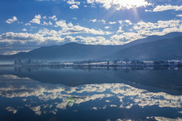 Winter landscapes at a lake