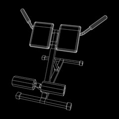 Modern exercise machine for the back and abs. Hyperextension simulator.
