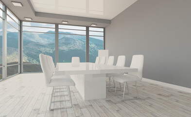 Obraz na płótnie Canvas Modern office Cabinet. 3D rendering. Meeting room