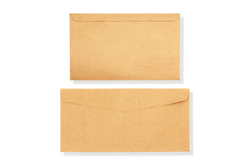 brown envelope two style isolated on white background, with clipping path include for design usage purpose.