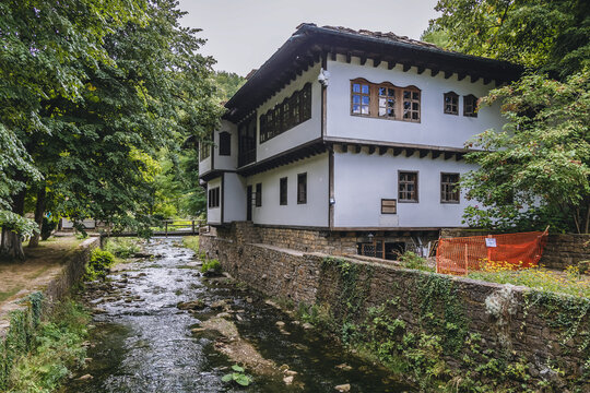 Gabrovo, Bulgaria - September 7, 2021: Administration building in Etar open air museum near Gabrovo