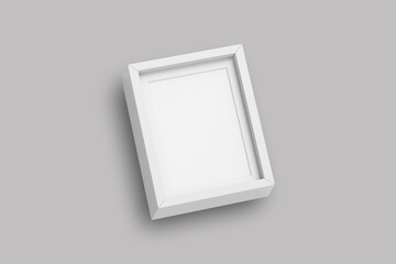 Empty blank white frame mockup isolated on white background. 3d rendering.