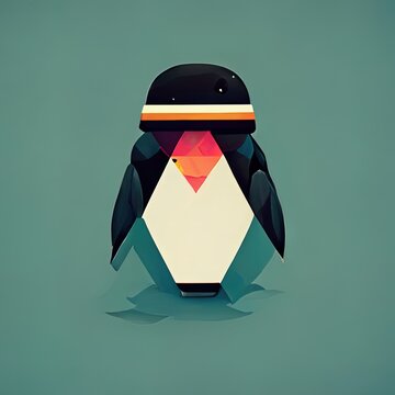 Penguin Cute Sweet Minimalist Illustration For Children Pixel Art Paper Machete