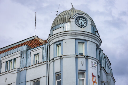 Plovdiv, Bulgaria - September 8, 2021: Building with DSK Bank headquarters in Plovdiv
