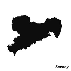 Obraz premium Vector high quality map of the German federal state of Saxony - Black silhouette map isolated on white