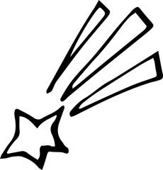 Obraz premium Сomet fly on white background. Star doodle hand drawn illustration.
