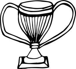 Trophy cup vector hand drawn sketch. Cute doodle illustrations.