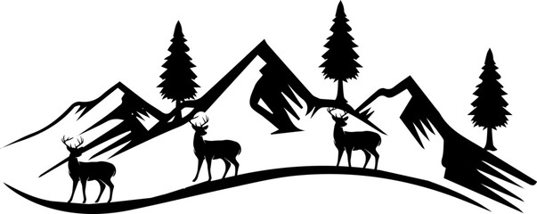 Deer silhoutee village