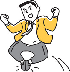 飛び跳ねて喜ぶビジネスマン