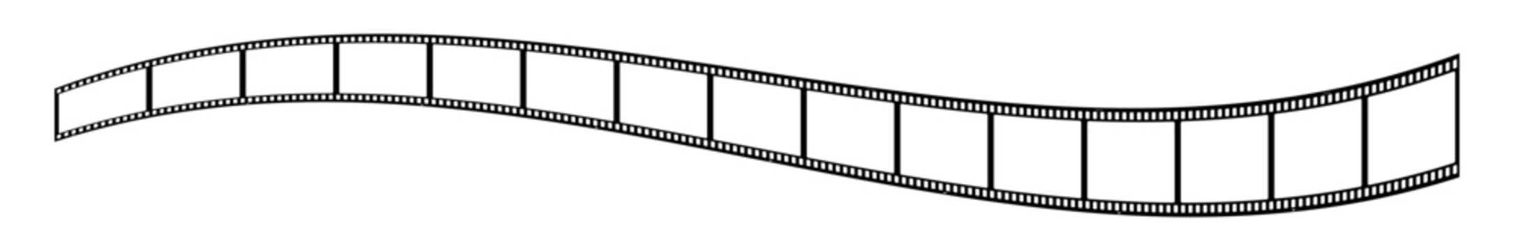 35mm film strip in 3d vector design with 15 frames on white background. Black film reel symbol illustration to use in photography, television, cinema, travel, photo frame.
